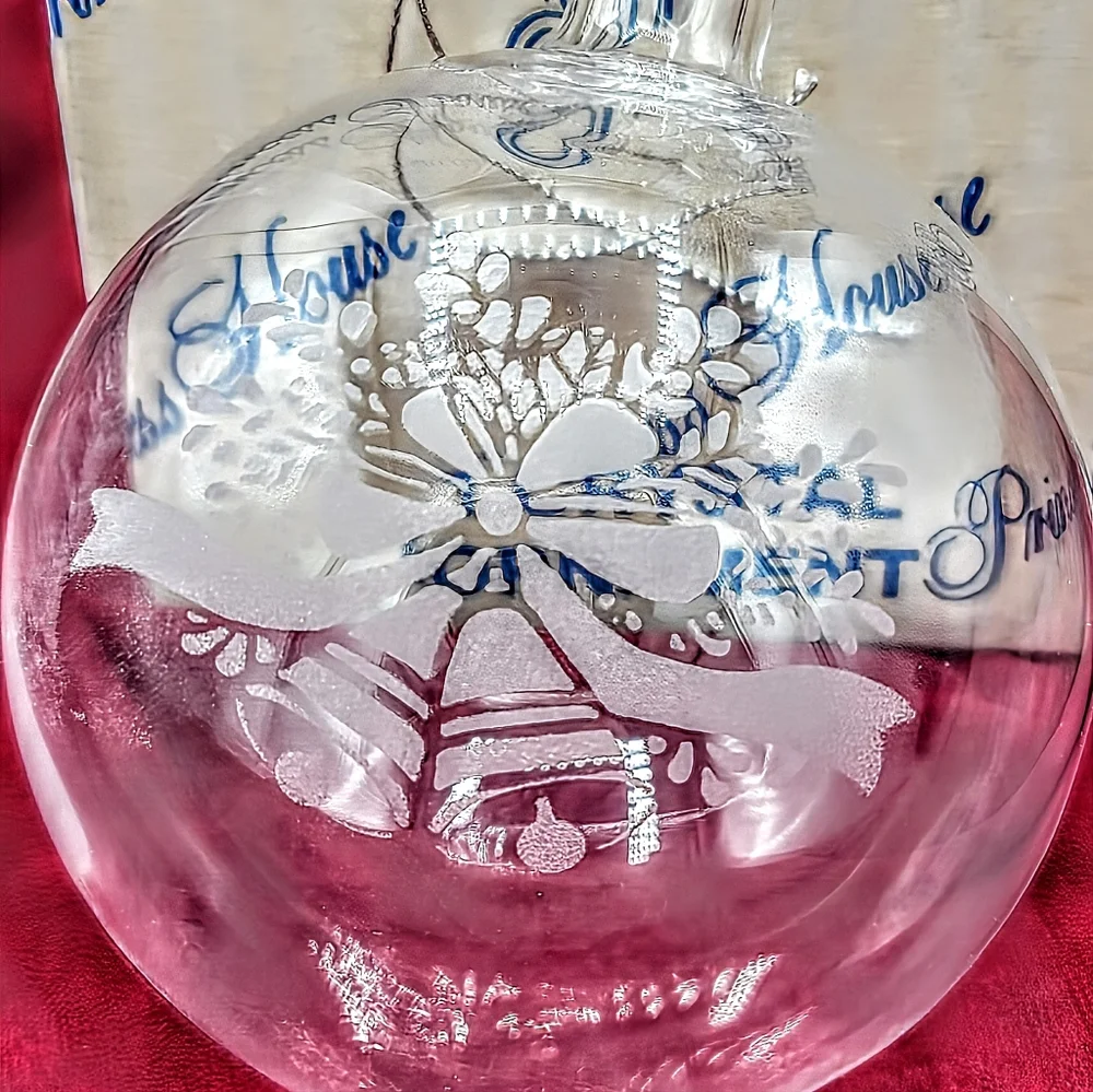 Princess House 408 Crystal Ornament Etched Bells Bow Handmade USA w Box Vintage